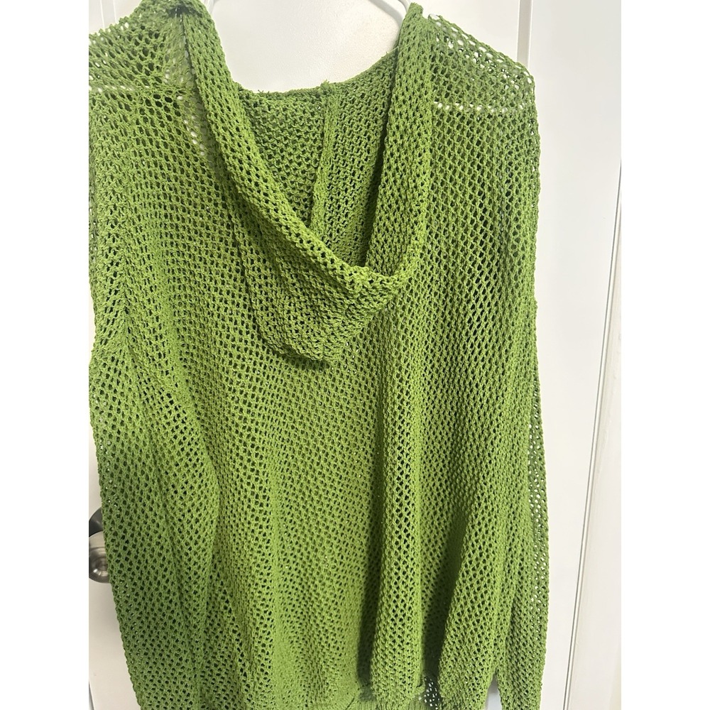 Beach Open Knit Cover Up Crochet Grass Green Swim Beach Summer W Hood XXL - Picture 4 of 8